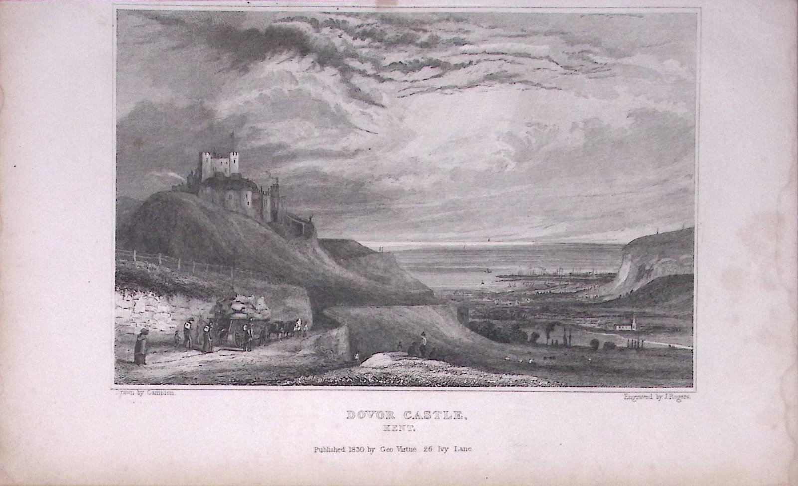Dover Castle Kent 1829 Antique 197 Years-Old Steel Engraving-1 (1 of 2)