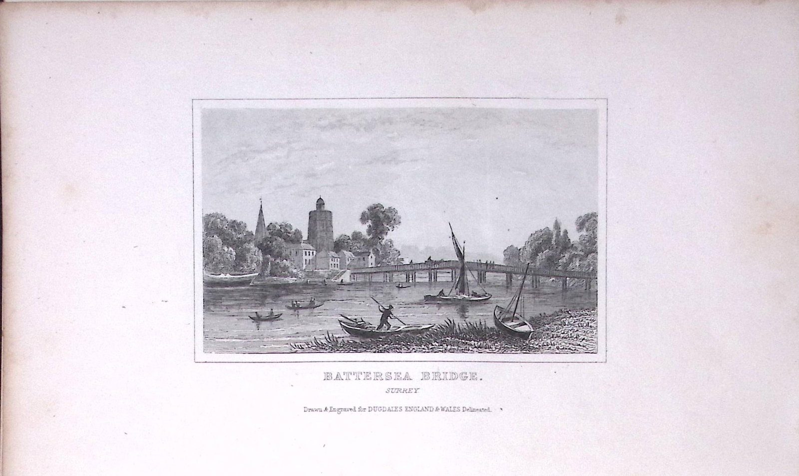 London Battersea Bridge Antique 180 Years-Old Copper Plate Print-71: Title: London Battersea Bridge Antique 180 Years-Old Copper Plate Print-71 Description: This Antique Copper Plate Engraving Has Been Removed from an Antique Edition of. Thomas Dugdale Curi