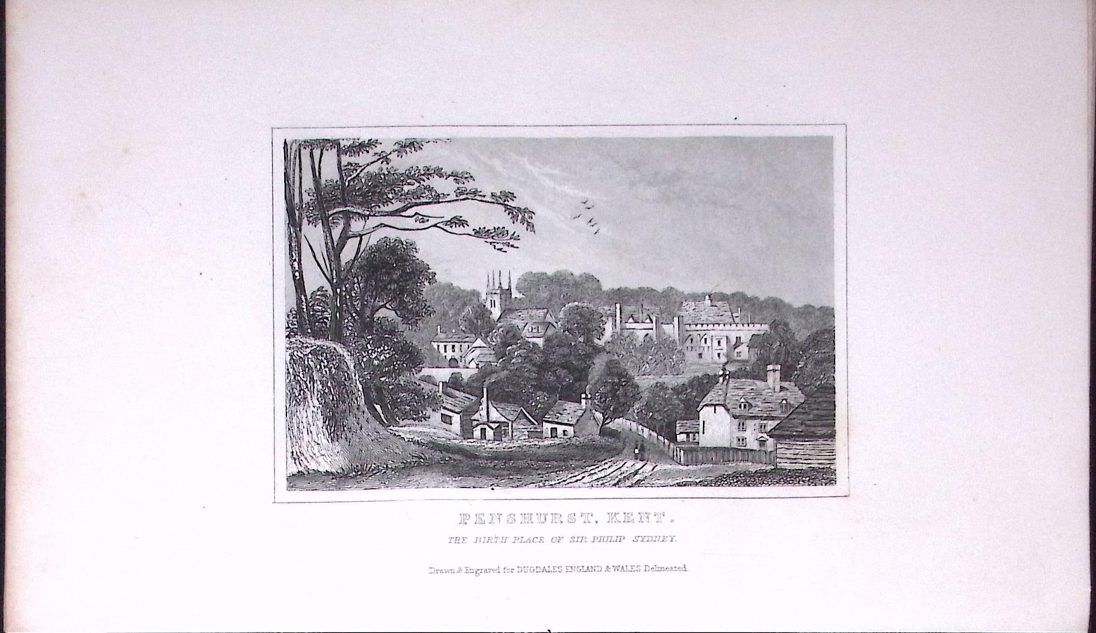 Penhurst Village Kent Antique 180 Years-Old Copper Plate Print-90: Title: Penhurst Village Kent Antique 180 Years-Old Copper Plate Print-90 Description: This Antique Copper Plate Engraving Has Been Removed from an Antique Edition of. Thomas Dugdale Curiosities of