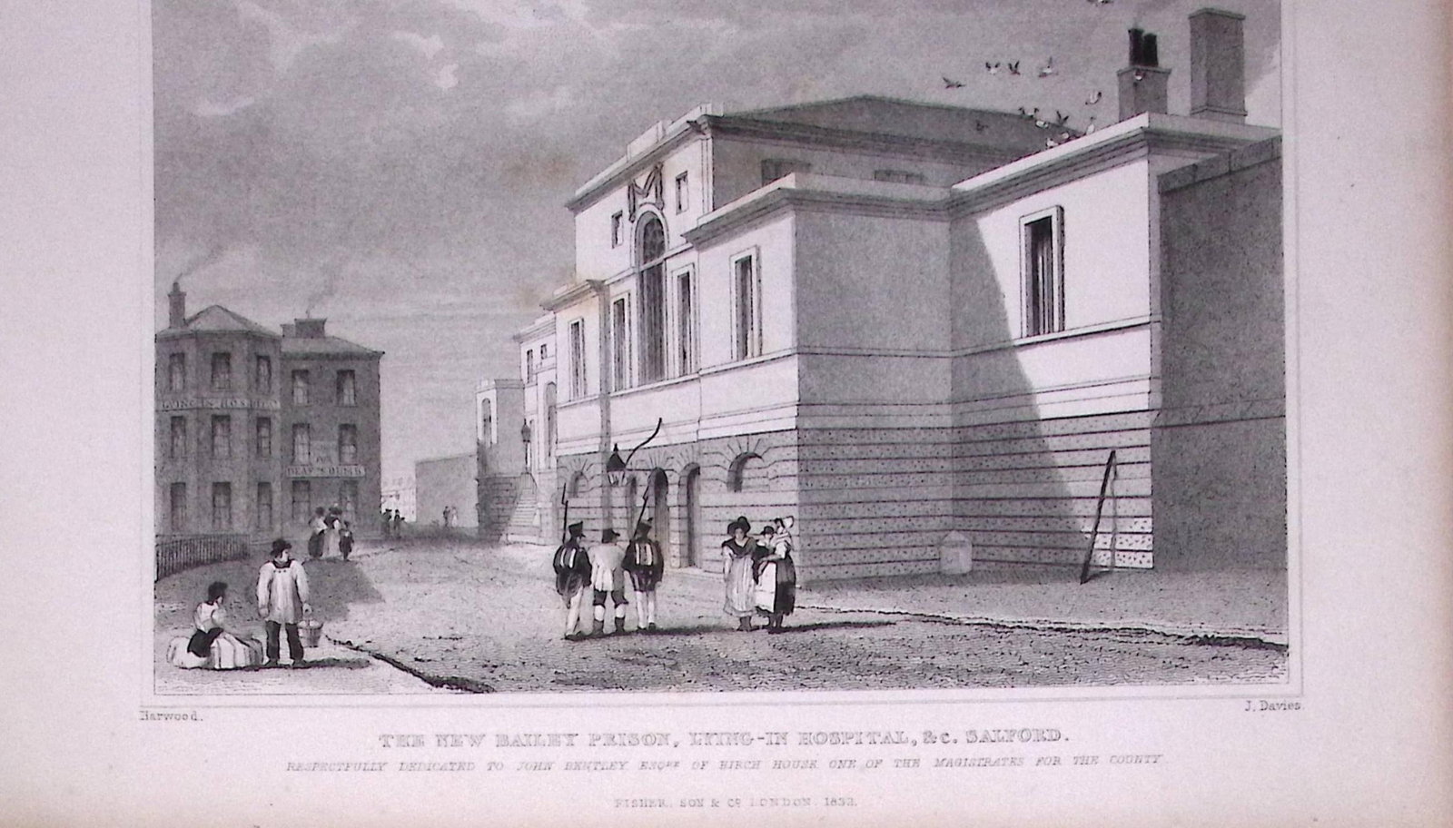 Salford Prison Hospital Antique 195 Years-Old Steel-Engraving-17: Title: Salford Prison Hospital Antique 195 Years-Old Steel-Engraving-17 Description: This Antique Steel Engraving Was Removed from a 195-Year-Old Edition of. Lancashire Illustrated in a Series