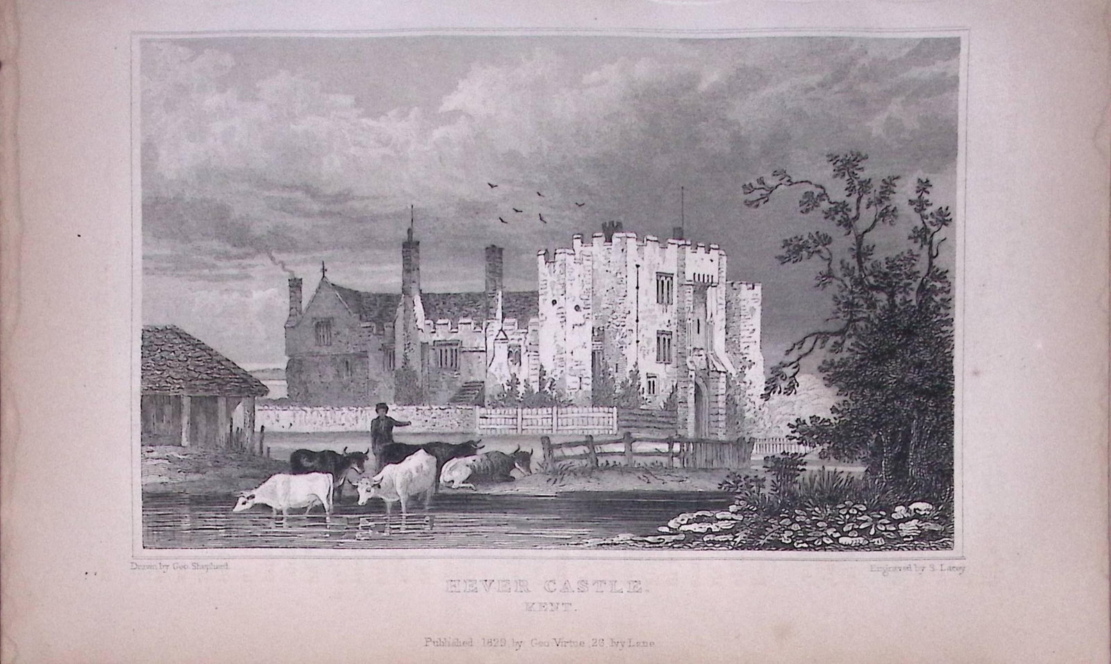 Hever Castle Kent 1829 Antique 197 Years-Old Steel Engraving-18: Title: Hever Castle Kent 1829 Antique 197 Years-Old Steel Engraving-18 Description: This Antique Print Was Removed from a 197-Year-Old Edition of. W. H. Ireland's Study of The History and
