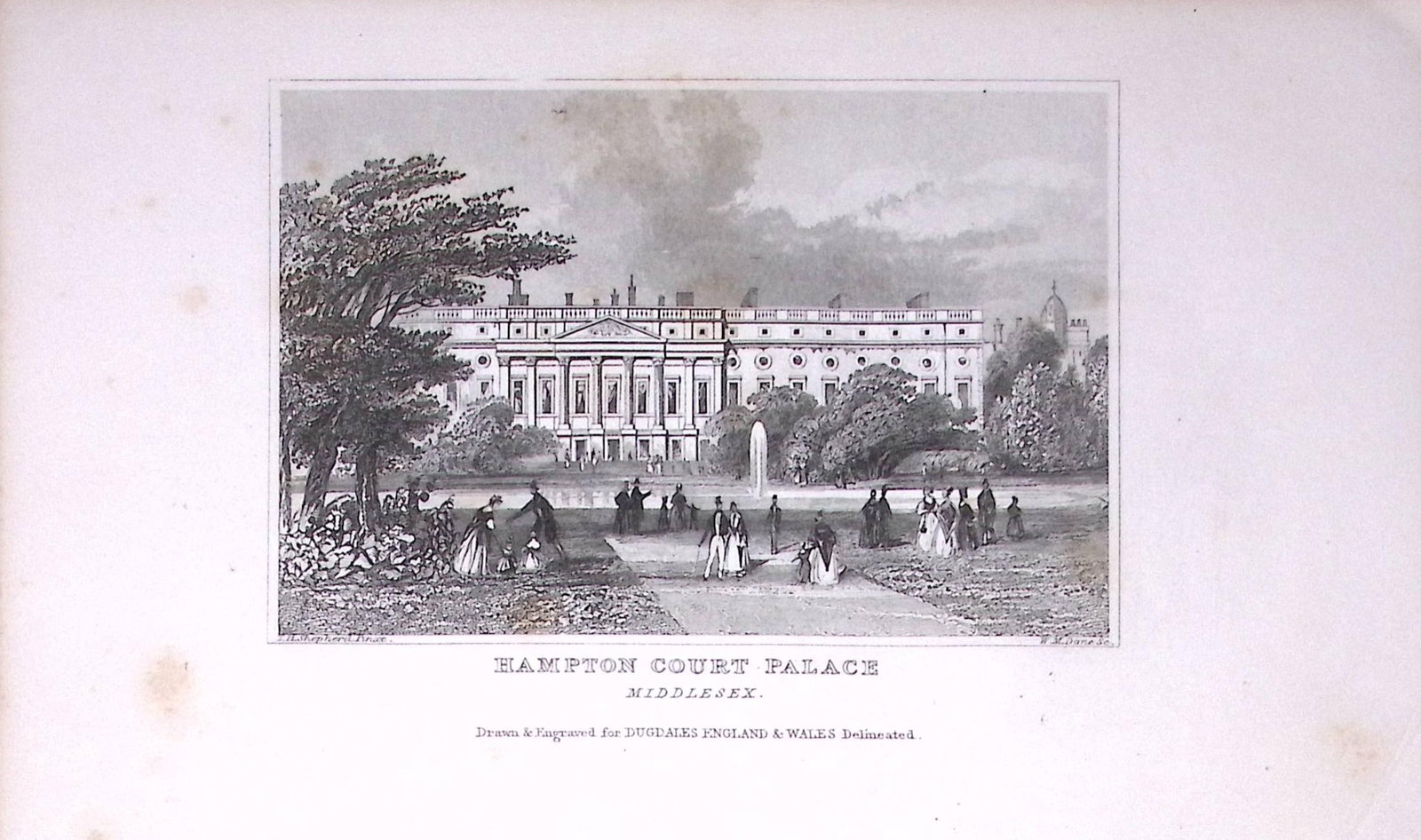 London Hampton Court Palace Antique 180 Years-Old Copper Plate Print-78: Title: London Hampton Court Palace Antique 180 Years-Old Copper Plate Print-78 Description: This Antique Copper Plate Engraving Has Been Removed from an Antique Edition of. Thomas Dugdale