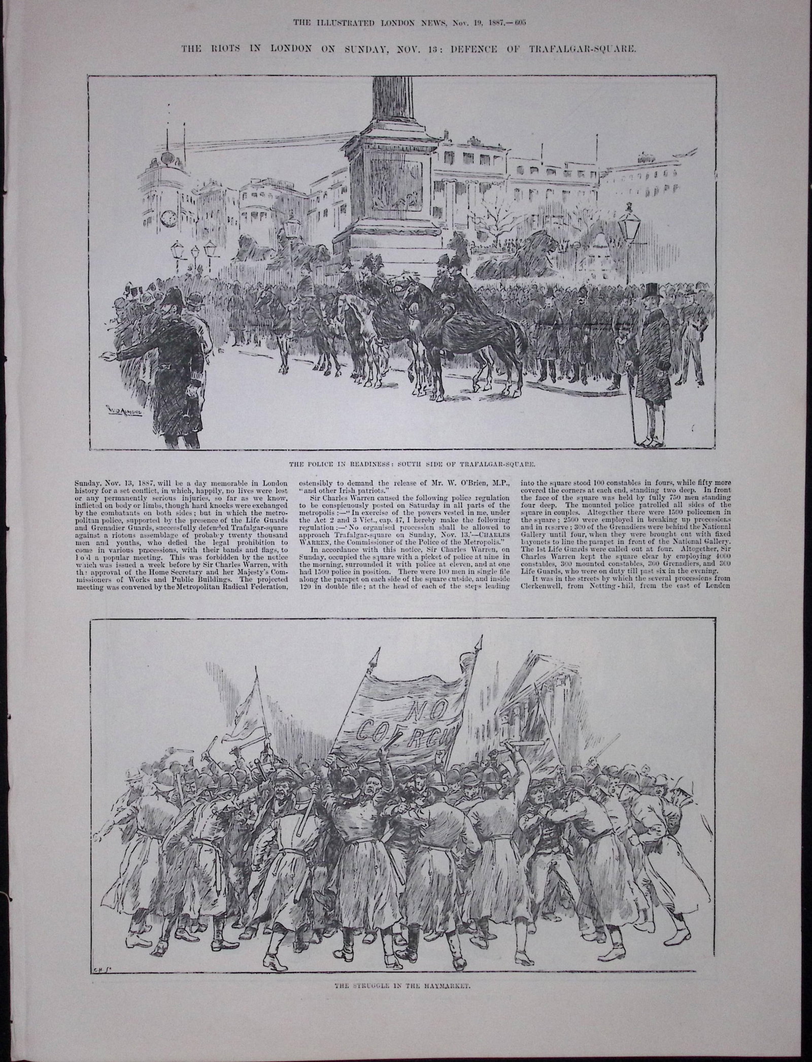 London Unemployment Riots Defence of Trafalgar Square Four Page Antique. - 2
