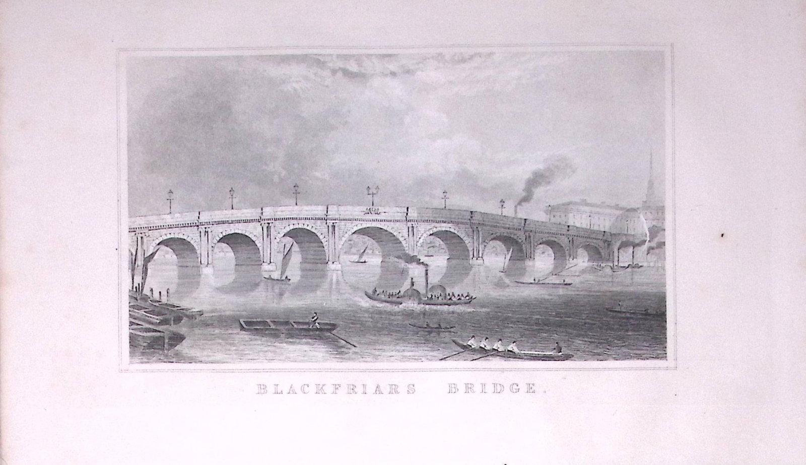 London Blackfriars Bridge Antique 180 Years-Old Copper Plate Print-97: Title: London Blackfriars Bridge Antique 180 Years-Old Copper Plate Print-97 Description: This Antique Copper Plate Engraving Has Been Removed from an Antique Edition of. Thomas Dugdale Cu