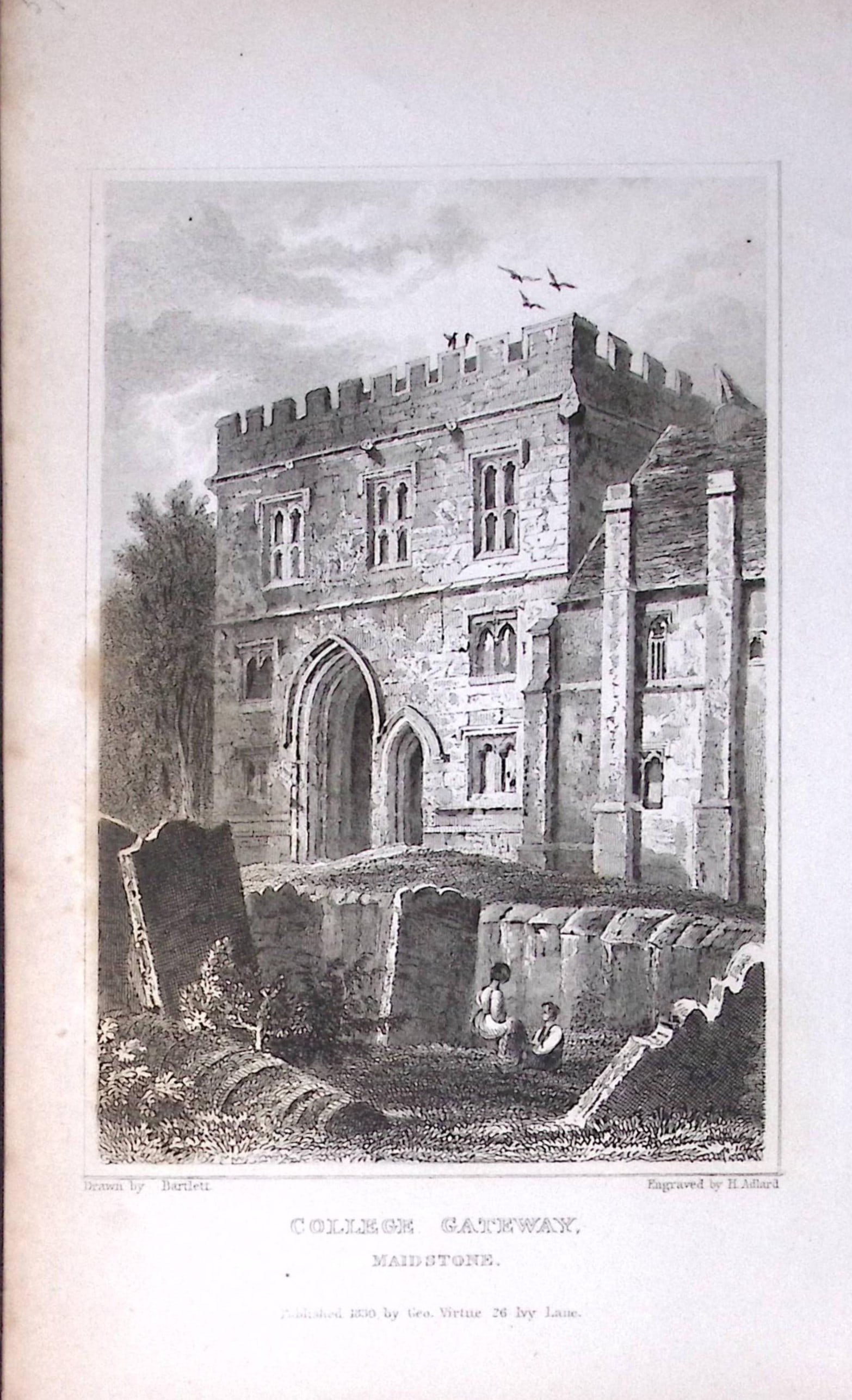 Maidstone College Entrance Kent 1829 Antique 197 Years-Old Steel Engraving-67: Title: Maidstone College Entrance Kent 1829 Antique 197 Years-Old Steel Engraving-67 Description: This Antique Print Was Removed from a 197-Year-Old Edition of. W. H. Ireland's Study of The