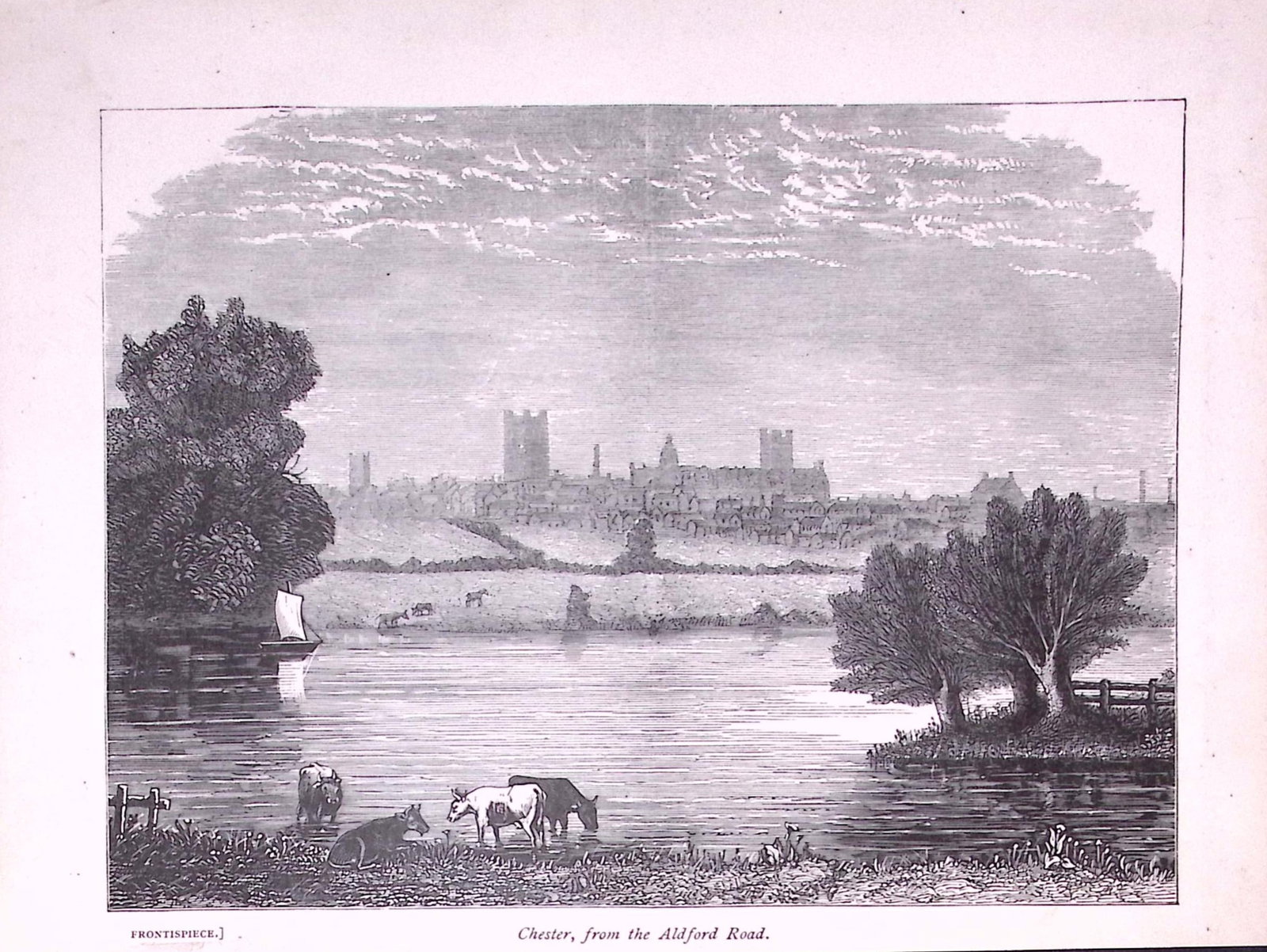 View of Chester from Aldford Road Antique 134 Years-Old Illustration-4: Title: View of Chester from Aldford Road Antique 134 Years-Old Illustration-4 Description: View of Chester from Aldford Road Antique 134 Years-Old Illustration-4 This Antique Illustration Was Removed