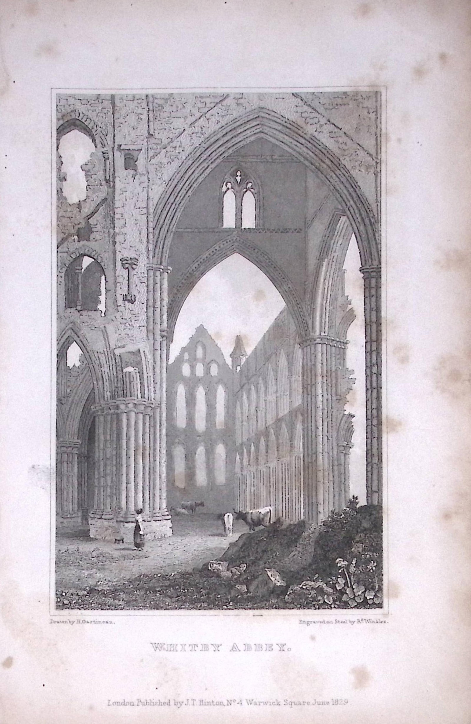 Whitby Abbey Yorkshire 198 Years-Old Thomas Allen Antique Steel Engraving-90: Title: Whitby Abbey Yorkshire 198 Years-Old Thomas Allen Antique Steel Engraving-90 Description: Whitby Abbey Yorkshire 198 Years-Old Thomas Allen Antique Steel Engraving-90 This 198 Years-Old Steel