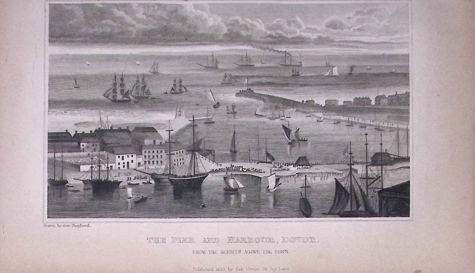 Dover Pier & Harbour Kent 1829 Antique 197 Years-Old Steel Engraving-5: Title: Dover Pier & Harbour Kent 1829 Antique 197 Years-Old Steel Engraving-5 Description: This Antique Print Was Removed from a 197-Year-Old Edition of. W. H. Ireland's Study of The