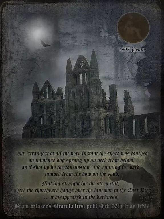 Dracula Whitby Steps Original Mounted 1897 Victorian Penny Metal Art Display (1 of 1)