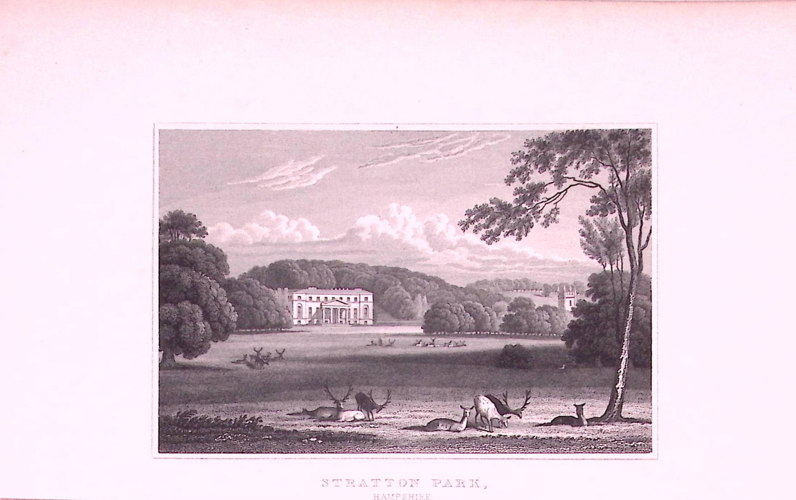 Stratton Park House and Lands Hampshire Antique 197 Years-Old Engraving-20: Title: Stratton Park House and Lands Hampshire Antique 197 Years-Old Engraving-20 Description: This Antique Print Was Removed from a 134-Year-Old Edition of. Jones' Views of the Seats, Mansions,