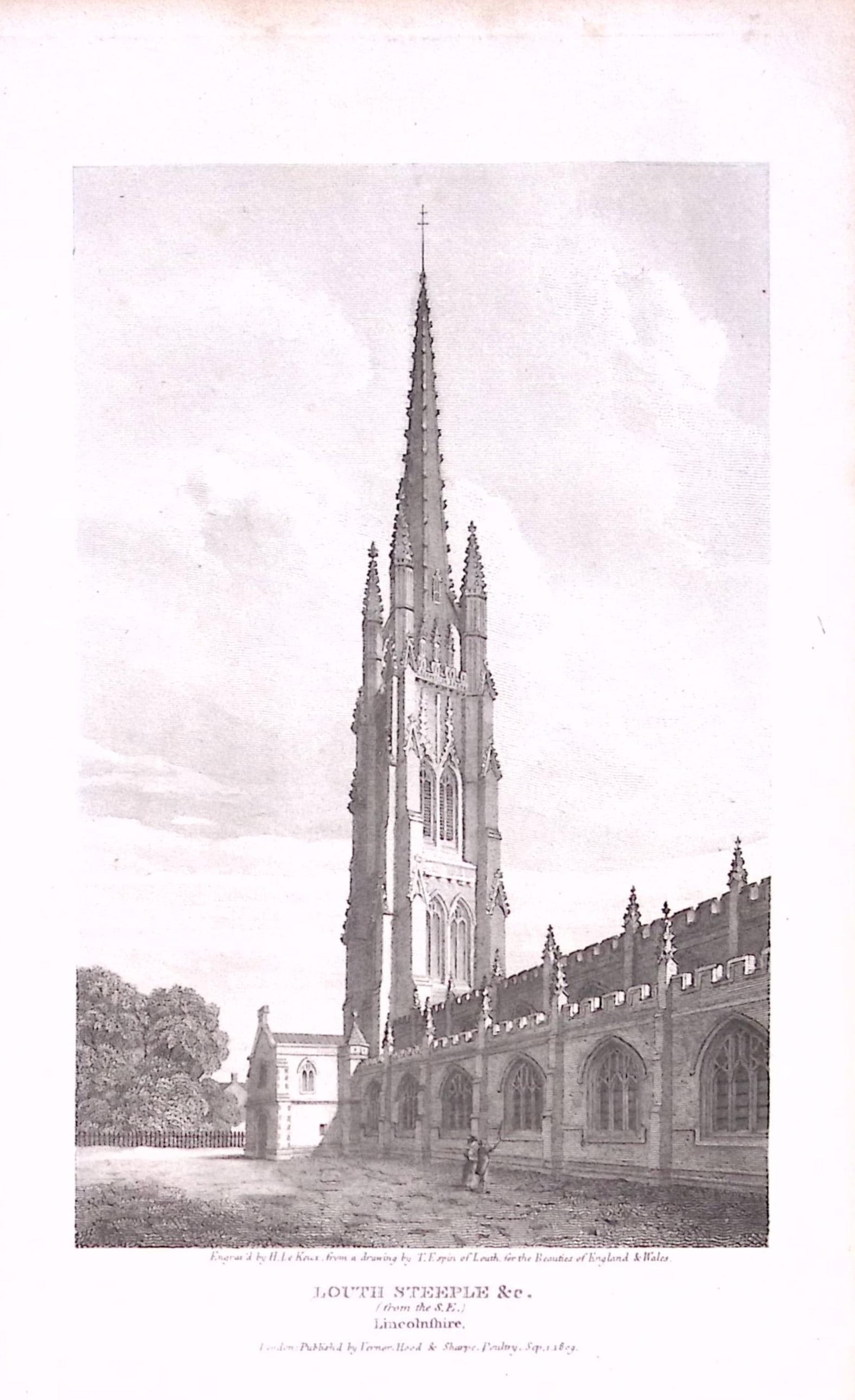 Louth Cathedral Lincolnshire 208 Years-Old Antique George IV Print by John Britton-3: Title: Louth Cathedral Lincolnshire 208 Years-Old Antique George IV Print by John Britton-3 Description: This 1818 Print Has Been Removed from an Antique Edition of. A Topographical and Historical