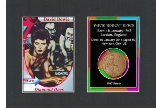 David Bowie Mounted Original 1947 Penny Metal Display Gift Set-2. (1 of 1)