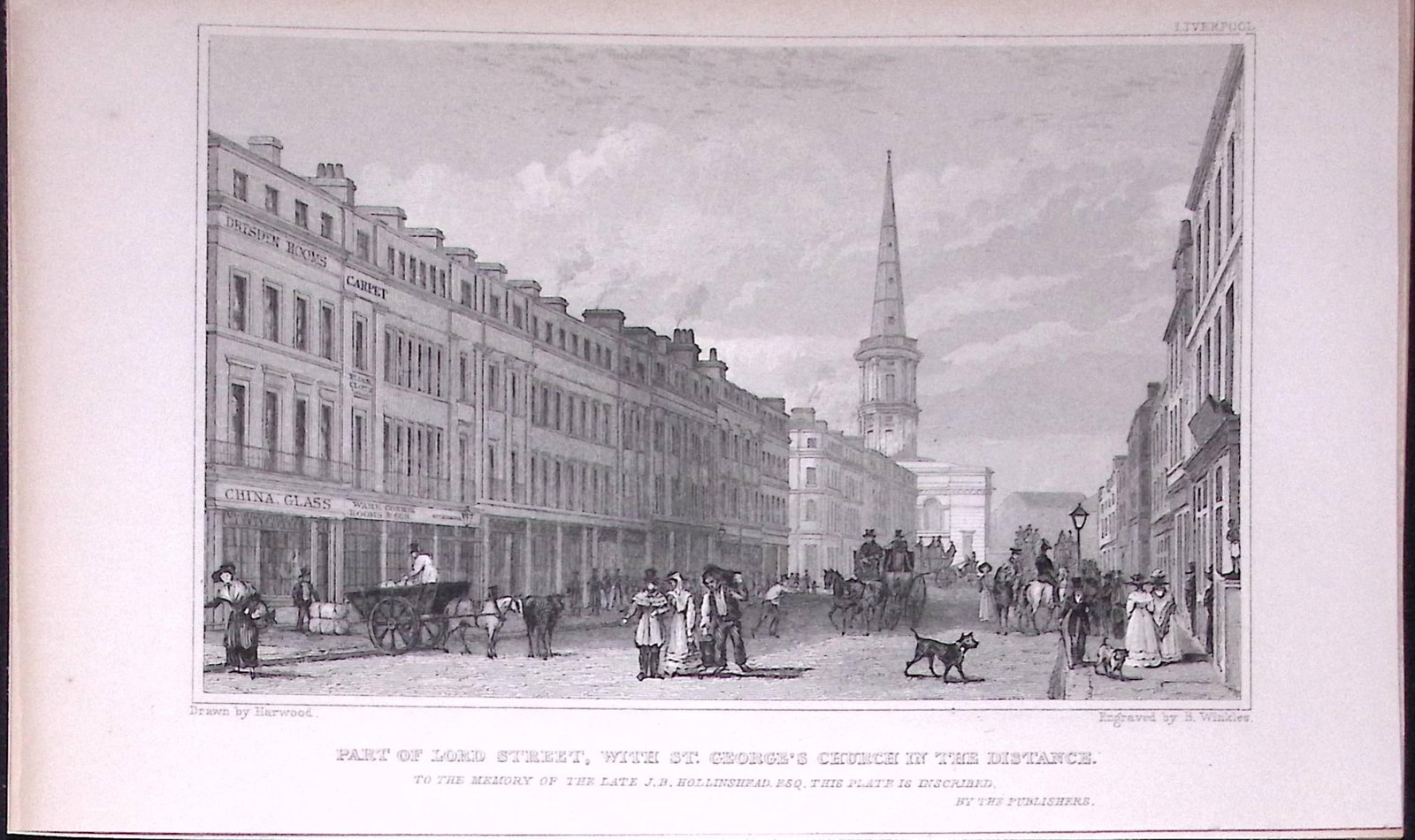 Liverpool Lord Street Antique 195 Years-Old Steel-Engraving-50: Title: Liverpool Lord Street Antique 195 Years-Old Steel-Engraving-50 Description: Antique Steel Engraving Was Removed from a 195-Year-Old Edition of. Lancashire Illustrated in a Series of View