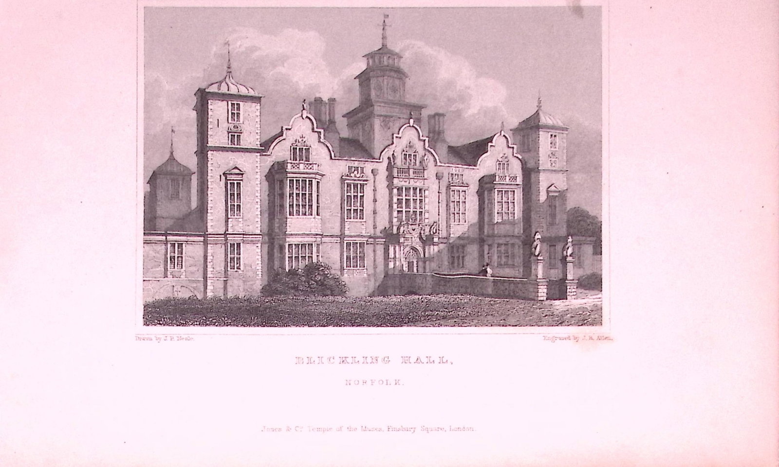 Blickling Hall Aylsham Norfolk Antique 197 Years-Old Engraving-3: Title: Blickling Hall Aylsham Norfolk Antique 197 Years-Old Engraving-3 Description: This Antique Print Was Removed from a 134-Year-Old Edition of. Jones' Views of the Seats, Mansions, Castles