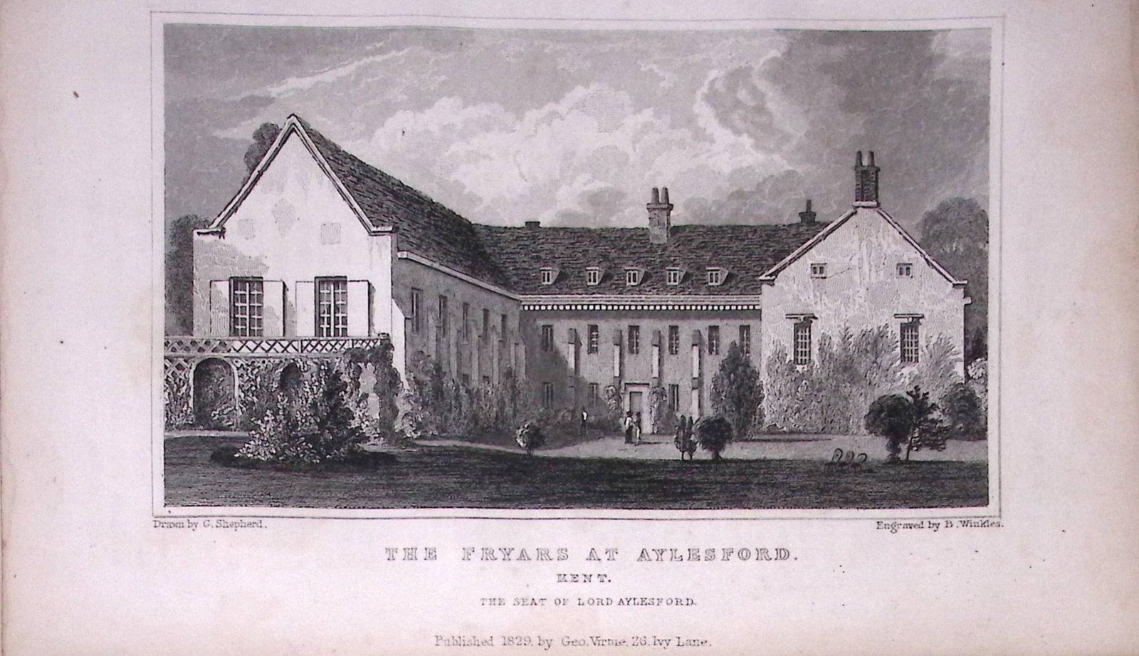 Aylesford The Fryars Kent 1829 Antique 197 Years-Old Steel Engraving-24: Title: Aylesford The Fryars Kent 1829 Antique 197 Years-Old Steel Engraving-24 Description: This Antique Print Was Removed from a 197-Year-Old Edition of. W. H. Ireland's Study of The His