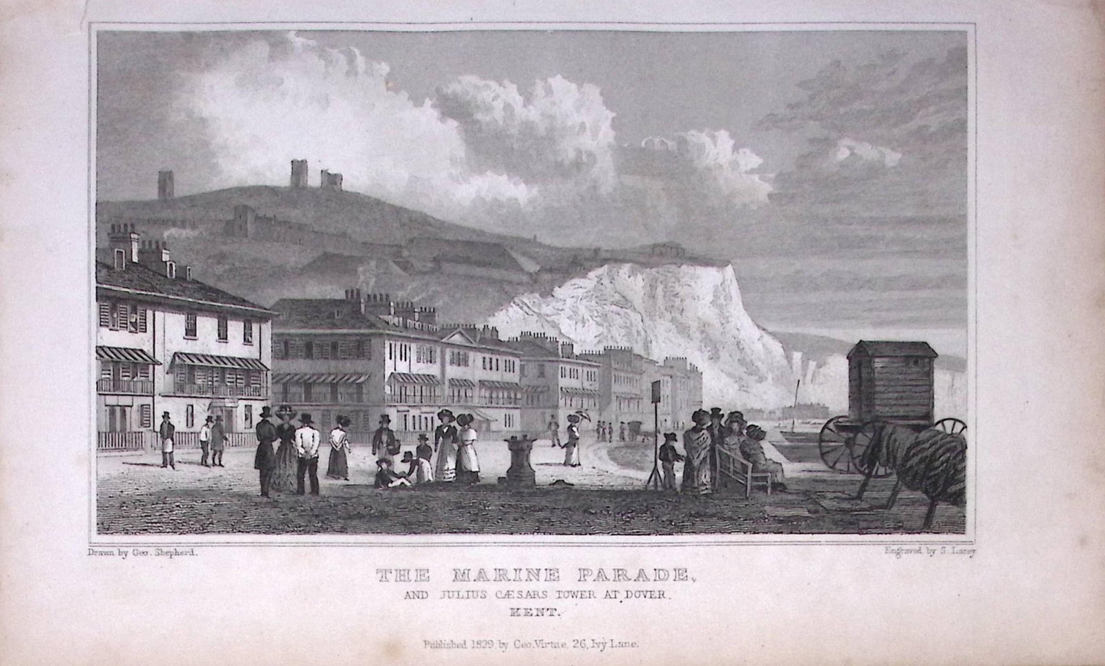 Dover The Marine Parade Kent 1829 Antique 197 Years-Old Steel Engraving-7 (1 of 2)