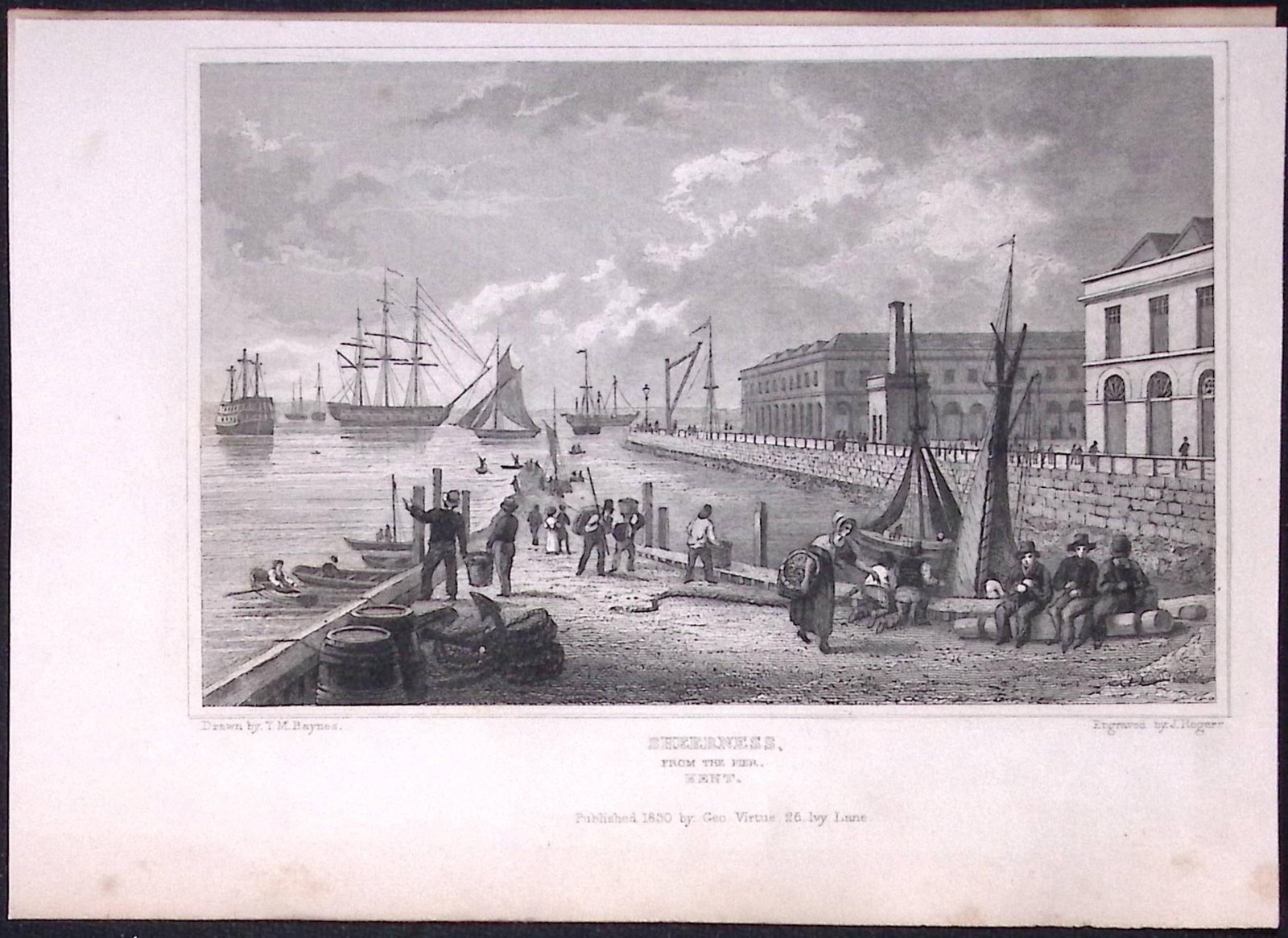 Sheerness Harbour & Town Kent 1829 Antique 197 Years-Old Steel Engraving-72 (1 of 2)