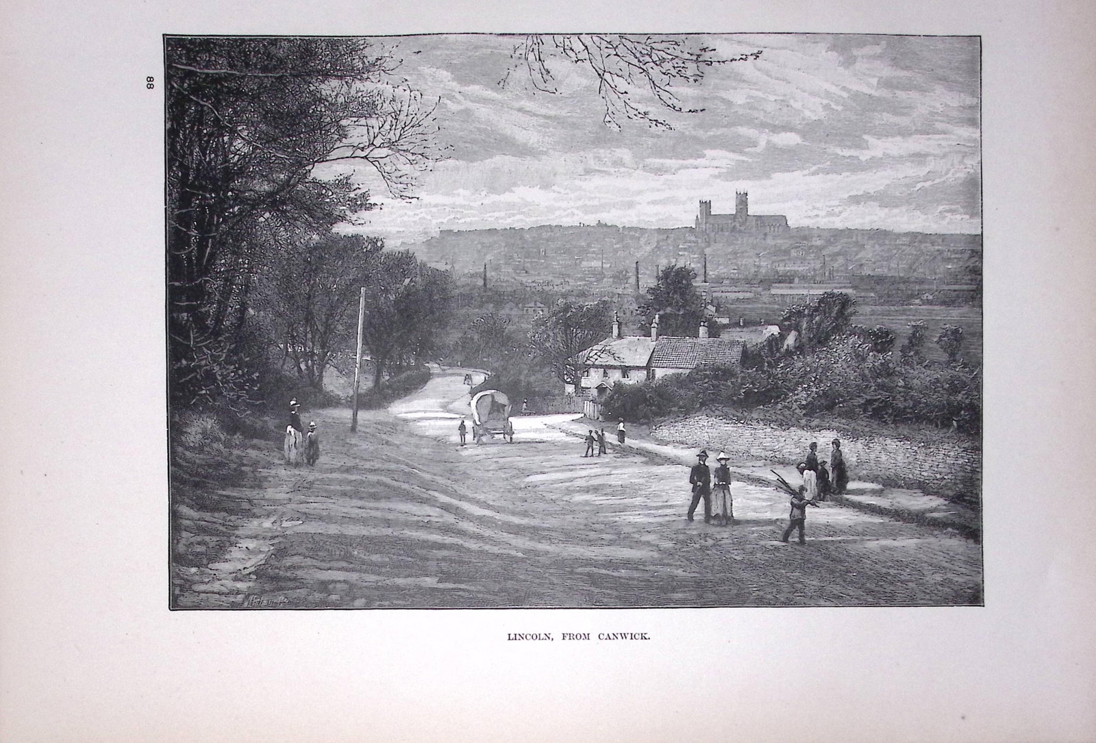 View of Lincoln City From Canwick Antique 134 Years-Old Illustration-10: Title: View of Lincoln City From Canwick Antique 134 Years-Old Illustration-10 Description: This Antique Print Was Removed from a 134-Year-Old Edition of. Rivers of Great Britain 1892 During the