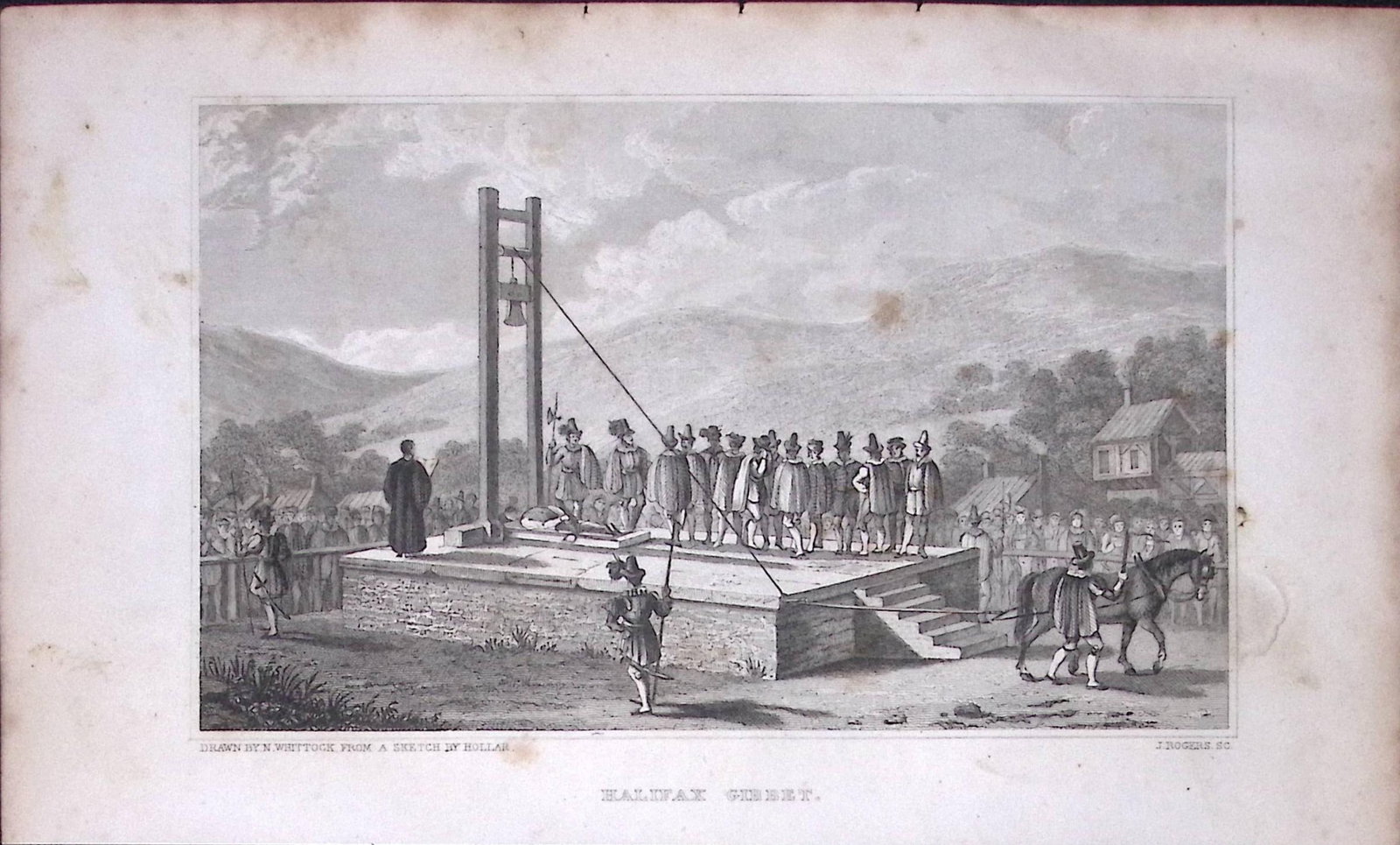 Halifax Gibbet Yorkshire 198 Years-Old Thomas Allen Antique Steel Engraving-80: Title: Halifax Gibbet Yorkshire 198 Years-Old Thomas Allen Antique Steel Engraving-80 Description: This 198 Years-Old Steel Engraved Plate Has Been Removed from an Antique Edition of. A New and