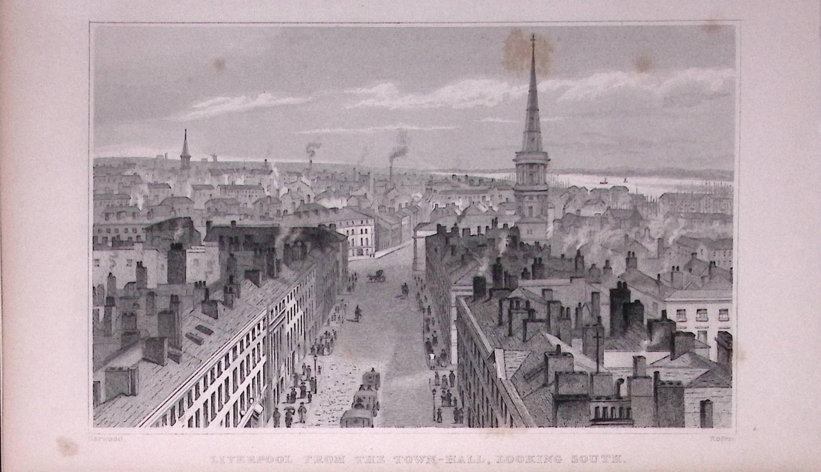 Liverpool View from The Town Hall Antique 195 Years-Old Steel-Engraving-44: Title: Liverpool View from The Town Hall Antique 195 Years-Old Steel-Engraving-44 Description: Antique Steel Engraving Was Removed from a 195-Year-Old Edition of. Lancashire Illustrated in a Se