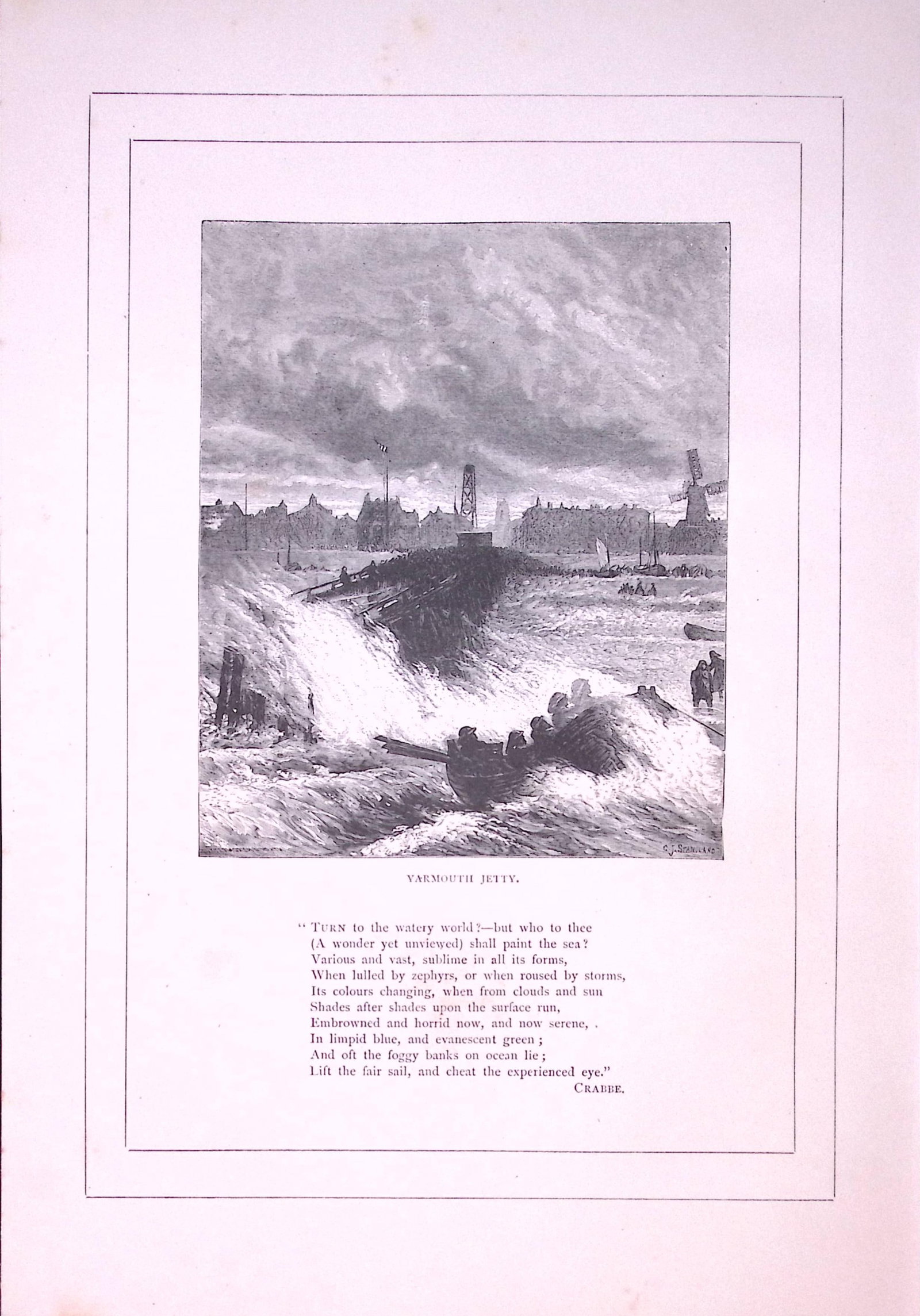 View of Yarmouth Jetty Antique 147 Years-Old Illustration-5: Title: View of Yarmouth Jetty Antique 147 Years-Old Illustration-5 Description: This Antique Illustration Was Removed from a 147-Year-Old Edition of. English Pictures Drawn with Pen & Paper 1879