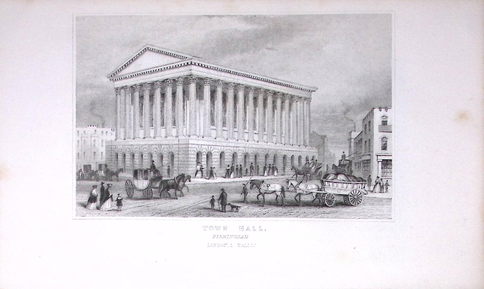 Birmingham Town Hall Dugdale & Archer Antique 180 Years-Old Copper Plate Print-50: Title: Birmingham Town Hall Dugdale & Archer Antique 180 Years-Old Copper Plate Print-50 Description: This Antique Copper Plate Engraving Has Been Removed from an Antique Edition of. Thomas