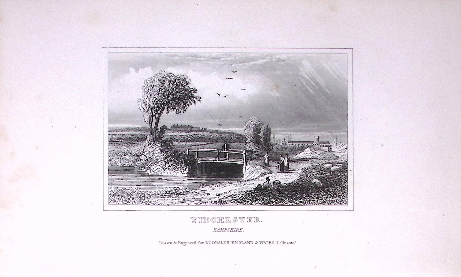 View of Winchester Hampshire 180 Years-Old Copper Plate Print-118: Title: View of Winchester Hampshire 180 Years-Old Copper Plate Print-118 Description: This Antique Copper Plate Engraving Has Been Removed from an Antique Edition of. Thomas Dugdale Curiosities