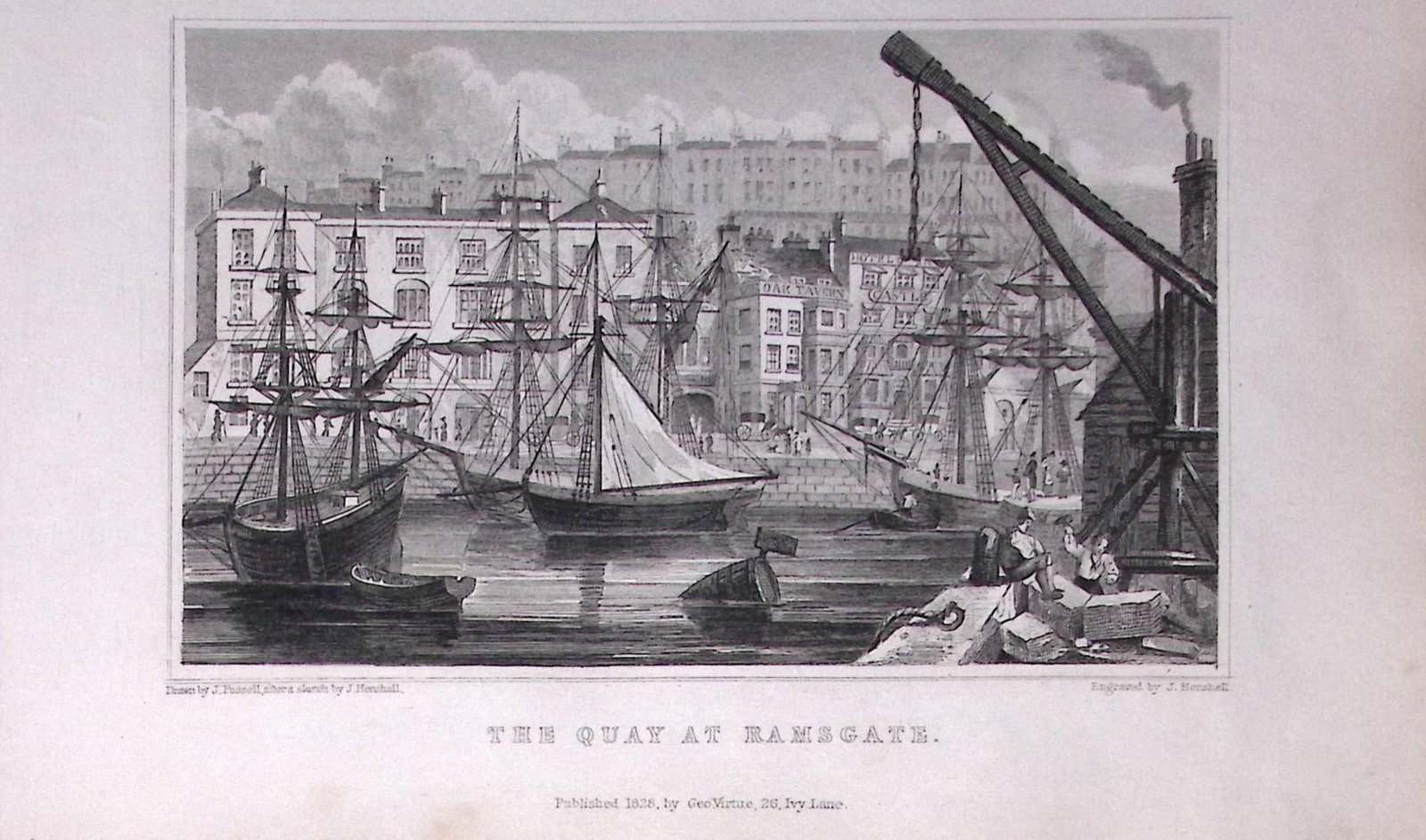 The Quay at Margate Parade Kent 1829 Antique 197 Years-Old Steel Engraving-56 (1 of 2)