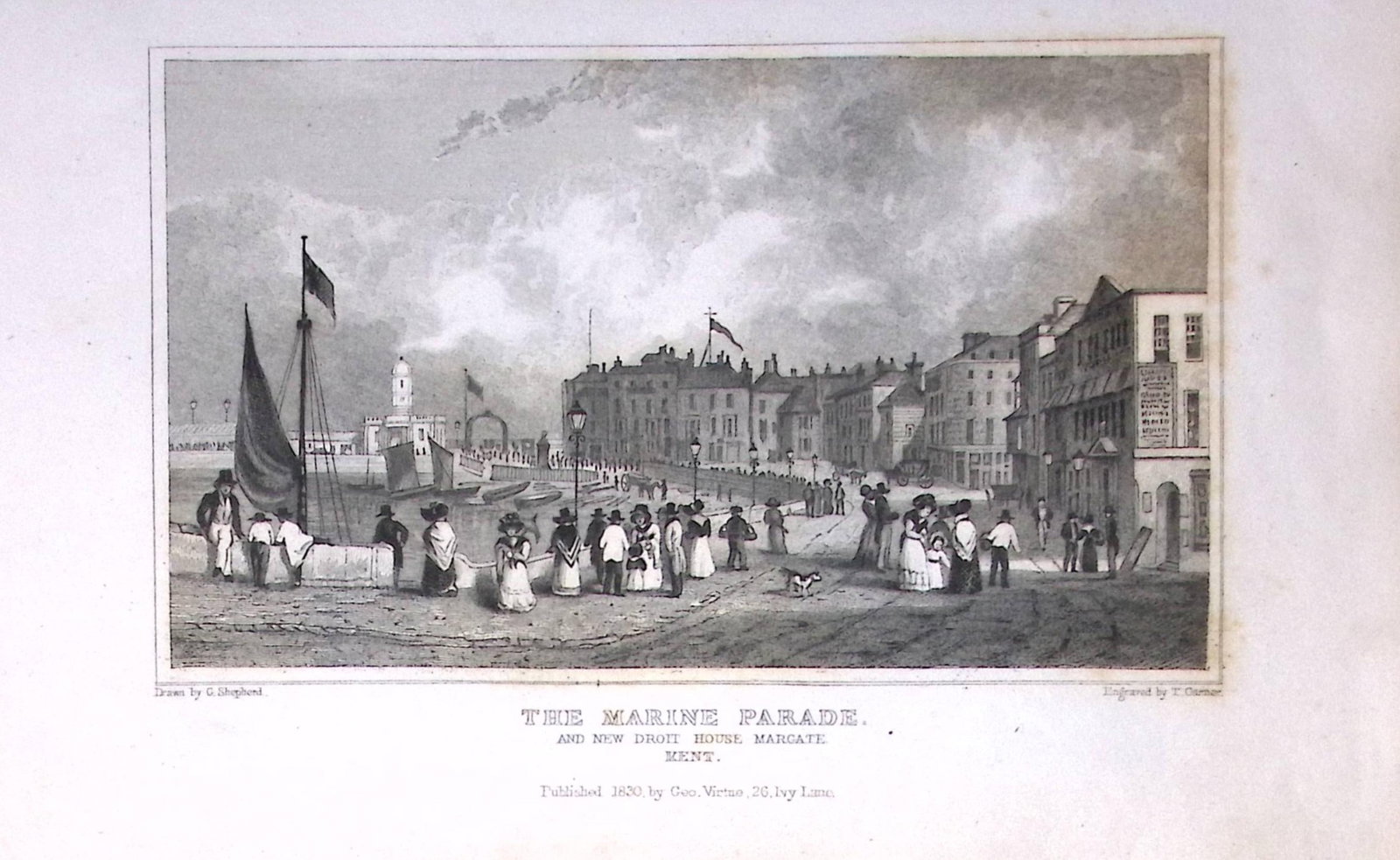 Margate The Marine Parade Kent 1829 Antique 197 Years-Old Steel Engraving-55: Title: Margate The Marine Parade Kent 1829 Antique 197 Years-Old Steel Engraving-55 Description: This Antique Print Was Removed from a 197-Year-Old Edition of. W. H. Ireland's Study of Th