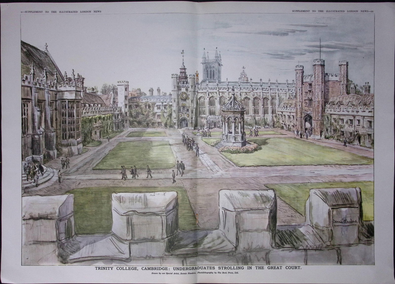 Vintage Colour Scenes of Trinity College Cambridge 1960 4 Page Supplement: Title: Vintage Colour Scenes of Trinity College Cambridge 1960 4 Page Supplement Description: Vintage Colour Scenes of Trinity College Cambridge 1960 4 Page Supplement This Double Page Original Print