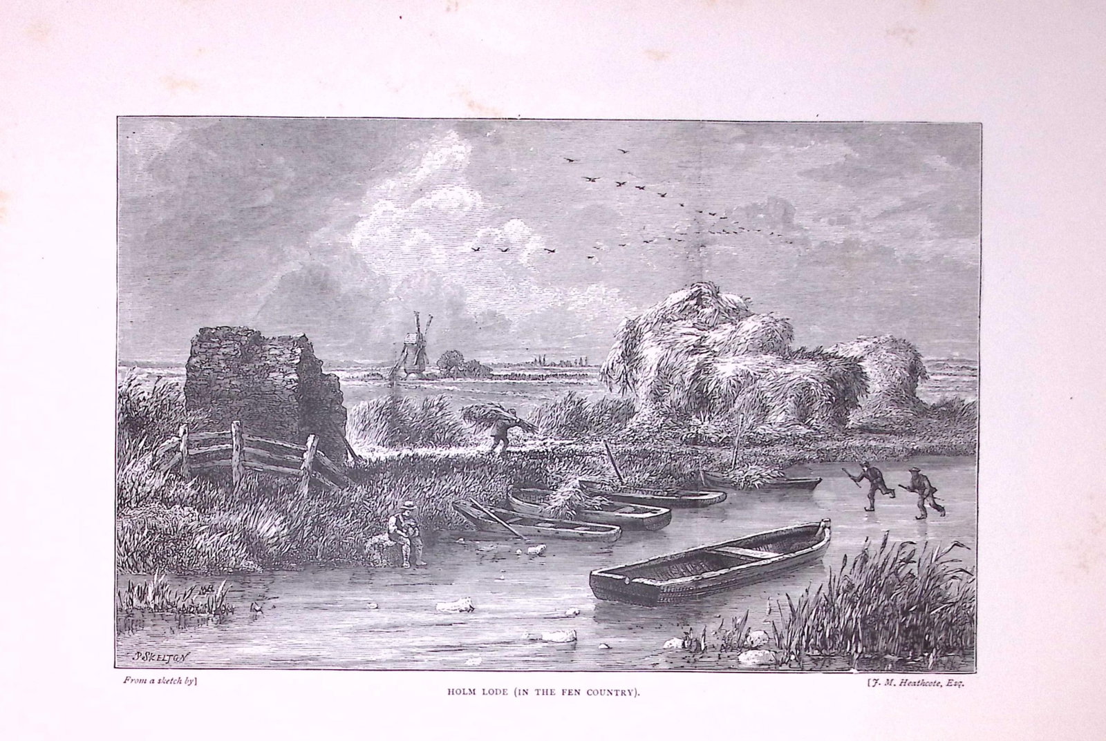 Holm Lode The Fen Country Antique 147 Years-Old Illustration-4: Title: Holm Lode The Fen Country Antique 147 Years-Old Illustration-4 Description: This Antique Illustration Was Removed from a 147-Year-Old Edition of. English Pictures Drawn with Pen & Paper