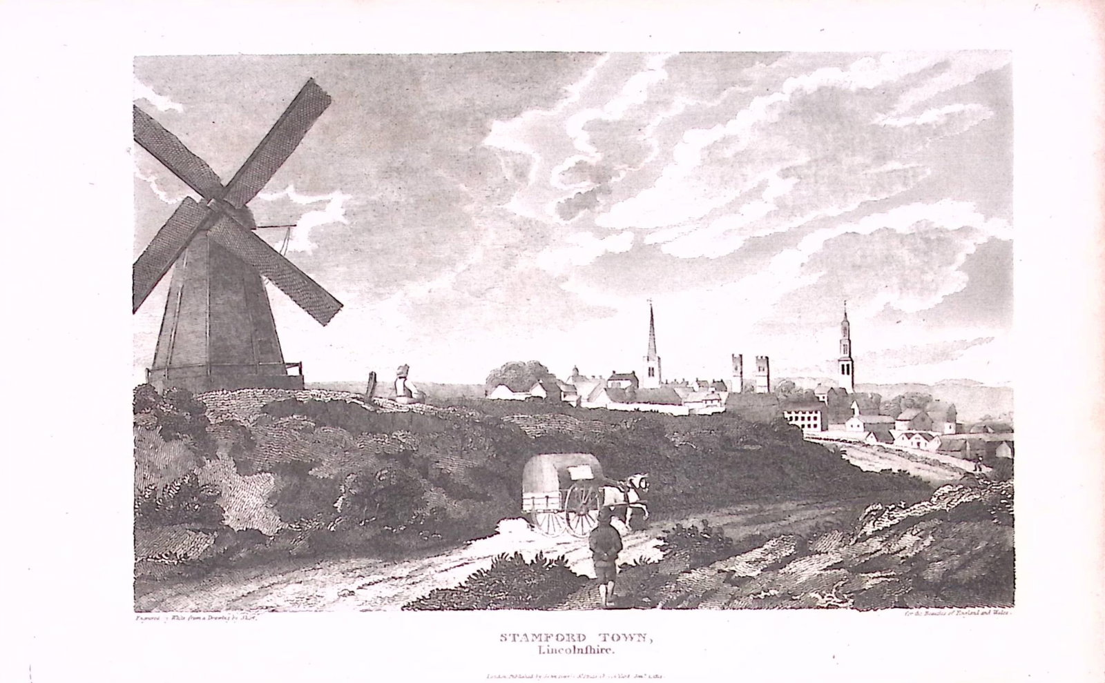Stamford Town Lincolnshire 208 Years-Old Antique George IV Print by John Britton-5: Title: Stamford Town Lincolnshire 208 Years-Old Antique George IV Print by John Britton-5 Description: This 1818 Print Has Been Removed from an Antique Edition of. A Topographical and Historica