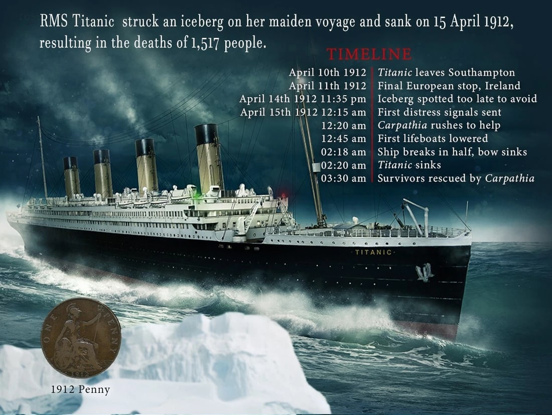 Sinking Of The Titanic Maiden Voyage Original Antique Penny Metal Wall Art: Title: Sinking Of The Titanic Maiden Voyage Original Antique Penny Metal Wall Art Description: Original Penny Coin From 1912 The Year Of The Titanic Disaster. Mounted On To A 8""X6"" Metal