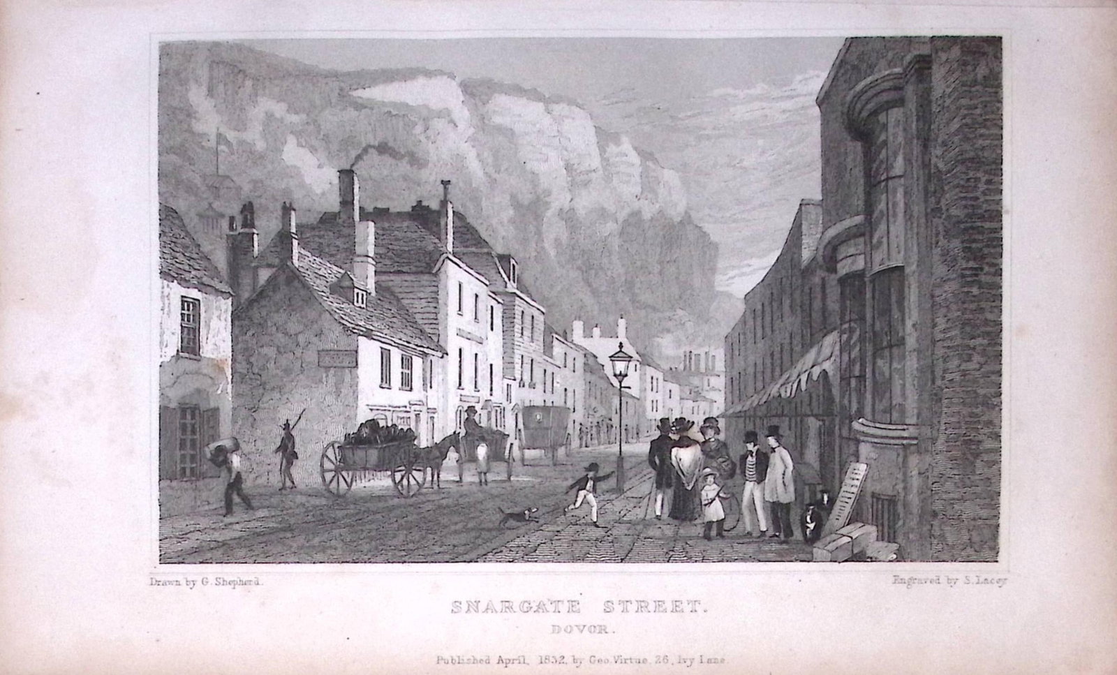 Dover Shargate Street Kent 1829 Antique 197 Years-Old Steel Engraving-3: Title: Dover Shargate Street Kent 1829 Antique 197 Years-Old Steel Engraving-3 Description: This Antique Print Was Removed from a 197-Year-Old Edition of. W. H. Ireland's Study of The Hi