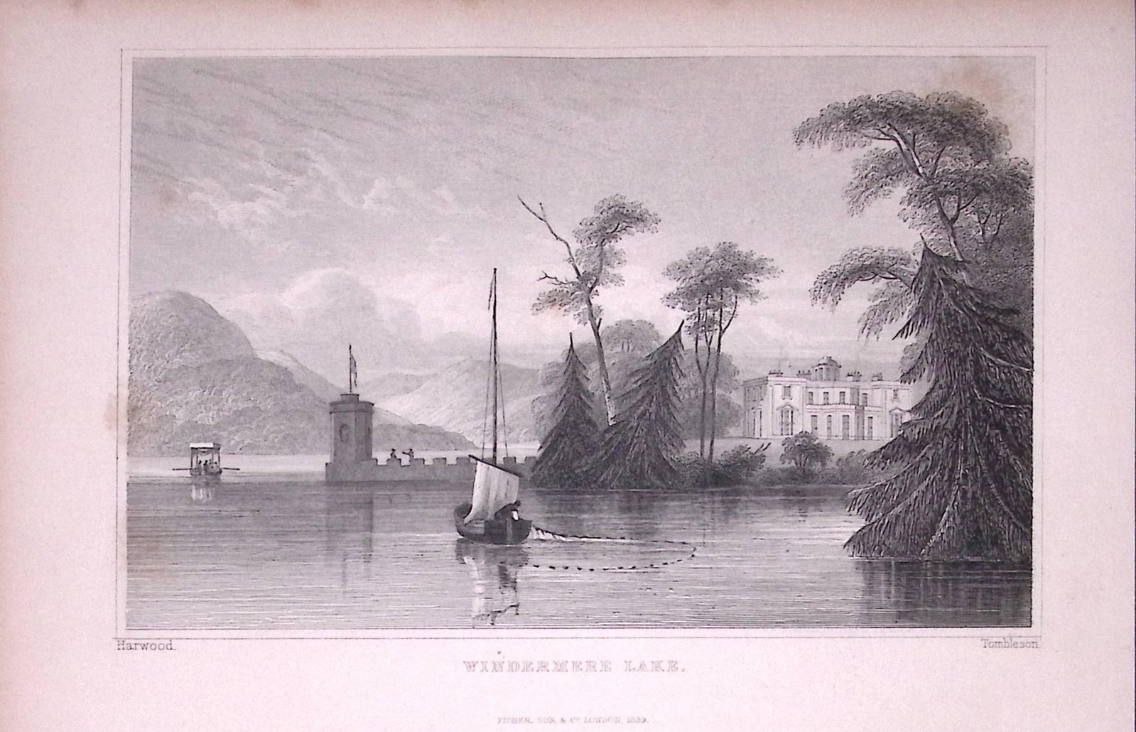 View of Lake Windermere Antique 195 Years-Old Steel-Engraving-10: Title: View of Lake Windermere Antique 195 Years-Old Steel-Engraving-10 Description: This Antique Steel Engraving Was Removed from a 195-Year-Old Edition of. Lancashire Illustrated in a Series