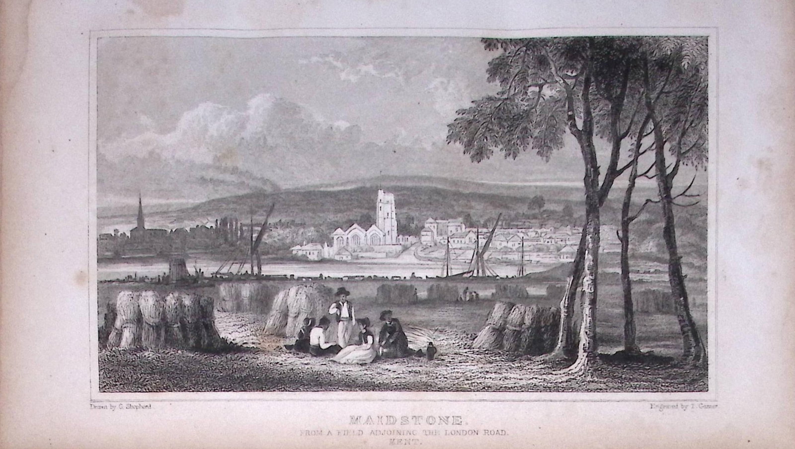 Maidstone View of The Town Kent 1829 Antique 197 Years-Old Steel Engraving-47: Title: Maidstone View of The Town Kent 1829 Antique 197 Years-Old Steel Engraving-47 Description: This Antique Print Was Removed from a 197-Year-Old Edition of. W. H. Ireland's Study of The