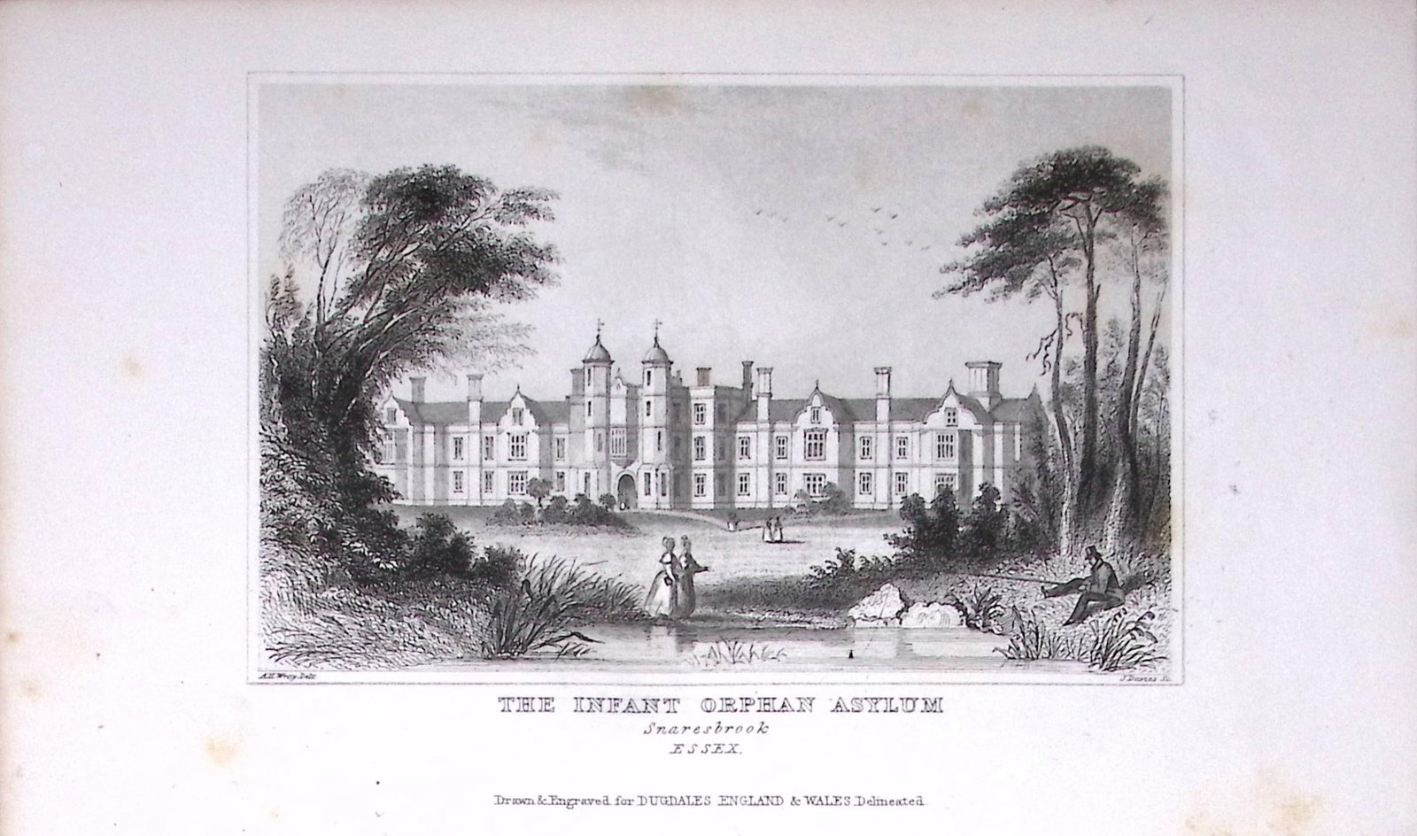 Infant Orphan Asylum Sussex Dugdale & Archer Antique 180 Years-Old Copper Plate Print-57: Title: Infant Orphan Asylum Sussex Dugdale & Archer Antique 180 Years-Old Copper Plate Print-57 Description: This Antique Copper Plate Engraving Has Been Removed from an Antique Edition of.
