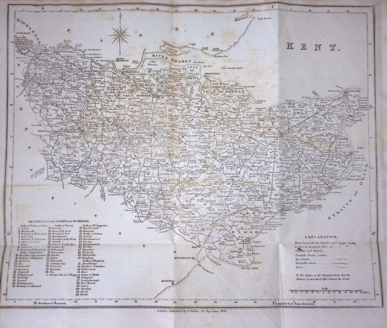 WH Ireland Large 432 x 368 (mm) 197-Year-Old Antique Map of Kent: Title: WH Ireland Large 432 x 368 (mm) 197-Year-Old Antique Map of Kent Description: WH Ireland Large 432 x 368 (mm) 197-Year-Old Antique Map of Kent This Antique Print Was Removed from a