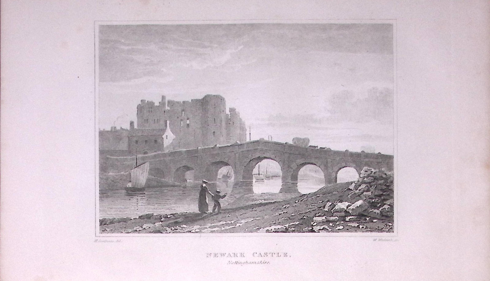 Newark Castle Nottinghamshire Antique 180 Years-Old Copper Plate Print-98: Title: Newark Castle Nottinghamshire Antique 180 Years-Old Copper Plate Print-98 Description: This Antique Copper Plate Engraving Has Been Removed from an Antique Edition of. Thomas Dugdale Cur