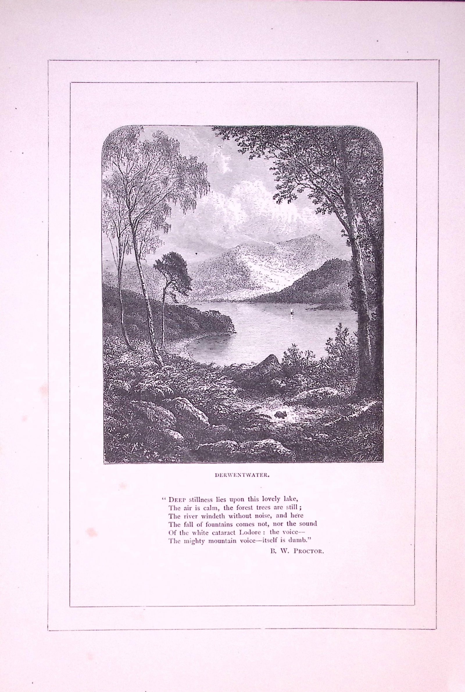 View of Derwentwater Lake District Antique 147 Years-Old Illustration-6: Title: View of Derwentwater Lake District Antique 147 Years-Old Illustration-6 Description: This Antique Illustration Was Removed from a 147-Year-Old Edition of. English Pictures Drawn with Pen