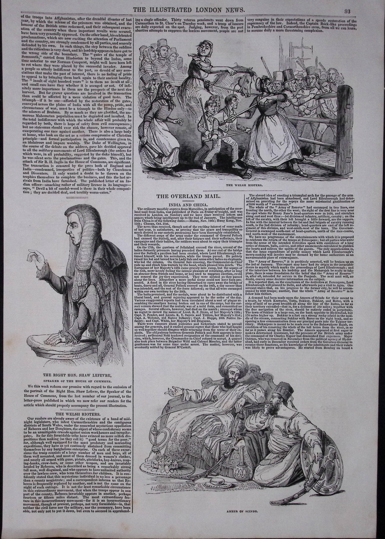 The Welsh (Rebecca) Rioters Victorian Antique 1843 Newspaper Article (1 of 1)