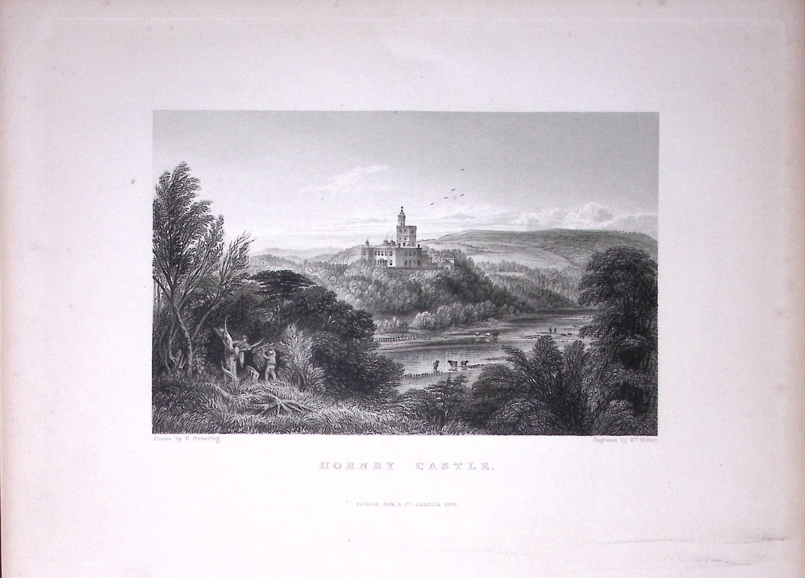 Hornby Castle Lune Valley Lancashire Antique 195 Years-Old Large Steel-Engraving-58: Title: Hornby Castle Lune Valley Lancashire Antique 195 Years-Old Large Steel-Engraving-58 Description: This Antique Steel Engraving Was Removed from a 195-Year-Old Edition of. Lancashire Illustrated
