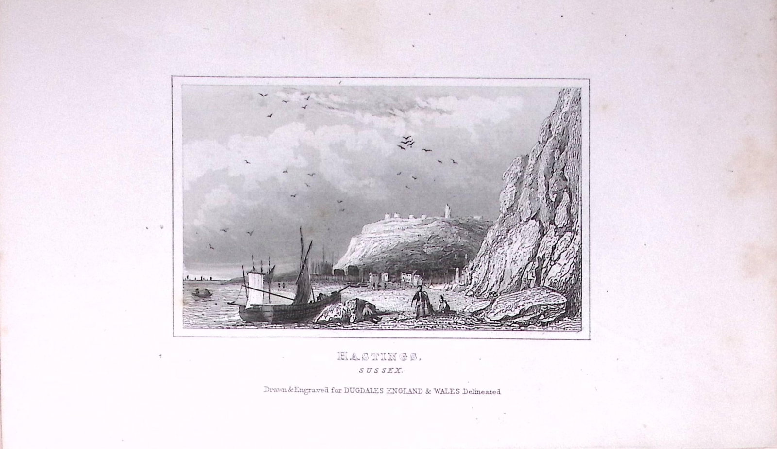 View of Hastings Sussex 180 Years-Old Copper Plate Print-117: Title: View of Hastings Sussex 180 Years-Old Copper Plate Print-117 Description: This Antique Copper Plate Engraving Has Been Removed from an Antique Edition of. Thomas Dugdale Curiosities of Great