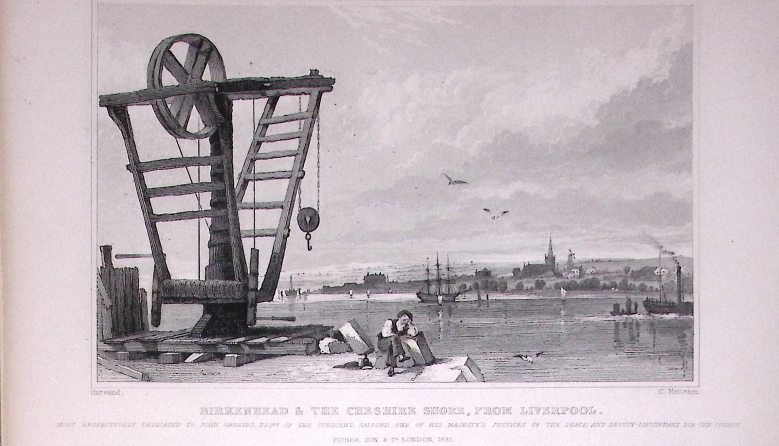 Liverpool Birkenhead Shore Antique 195 Years-Old Steel-Engraving-43: Title: Liverpool Birkenhead Shore Antique 195 Years-Old Steel-Engraving-43 Description: Antique Steel Engraving Was Removed from a 195-Year-Old Edition of. Lancashire Illustrated in a Series of