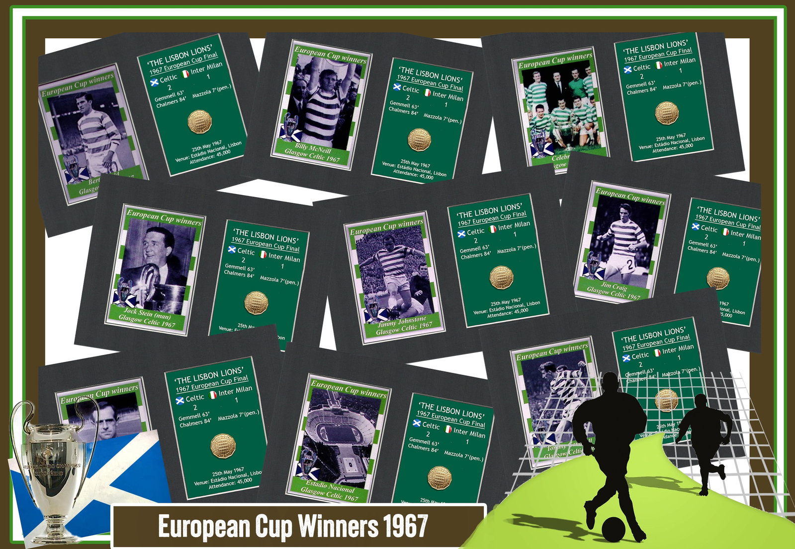 Billy McNeill Celtic FC European Cup Mount & Original Half-Crown Metal Art - 2