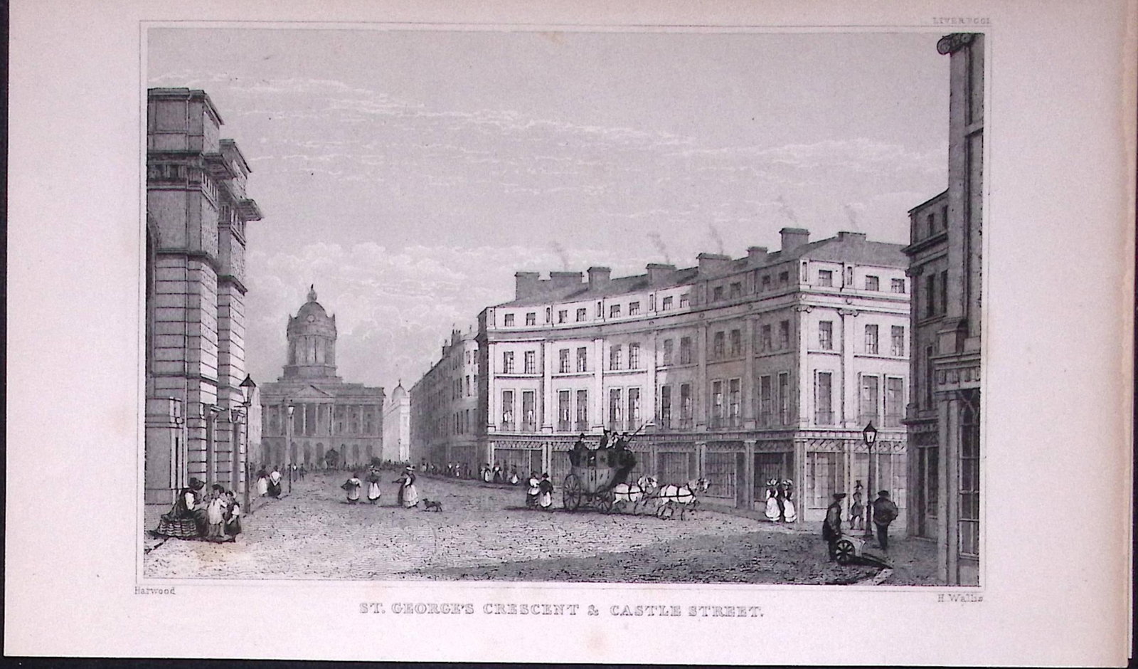 Liverpool St Georges Cresent & Castle St Antique 195 Years-Old Steel-Engraving-53: Title: Liverpool St Georges Cresent & Castle St Antique 195 Years-Old Steel-Engraving-53 Description: Antique Steel Engraving Was Removed from a 195-Year-Old Edition of. Lancashire Illustra