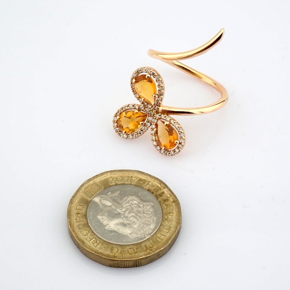 Natural Diamond 18K Rose/Pink Gold Ring - 10