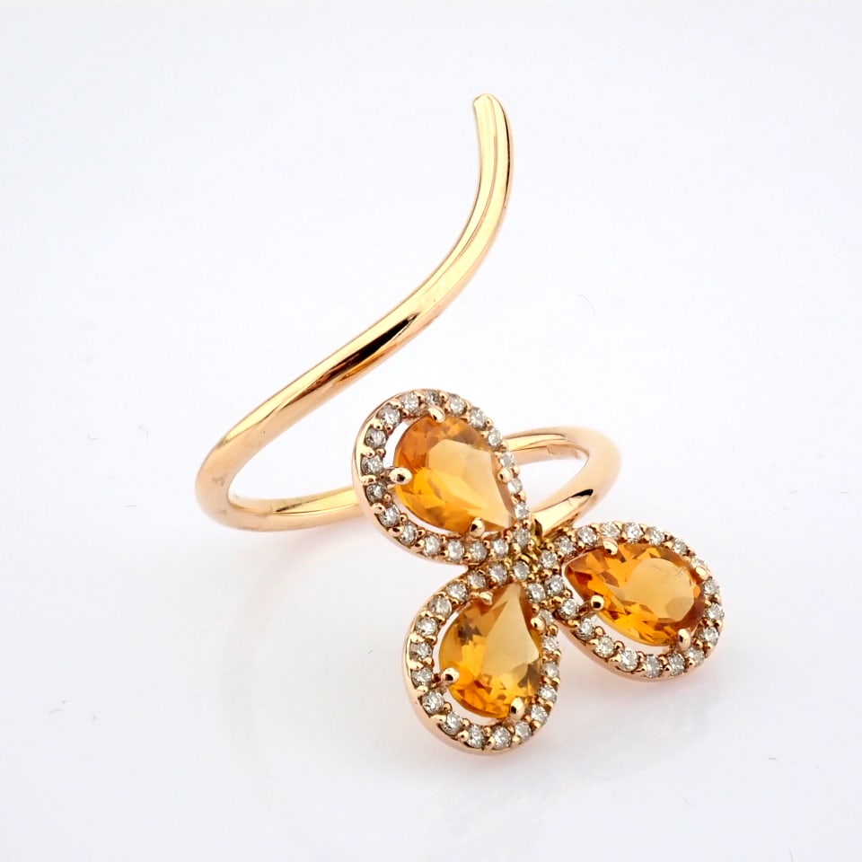 Natural Diamond 18K Rose/Pink Gold Ring - 2