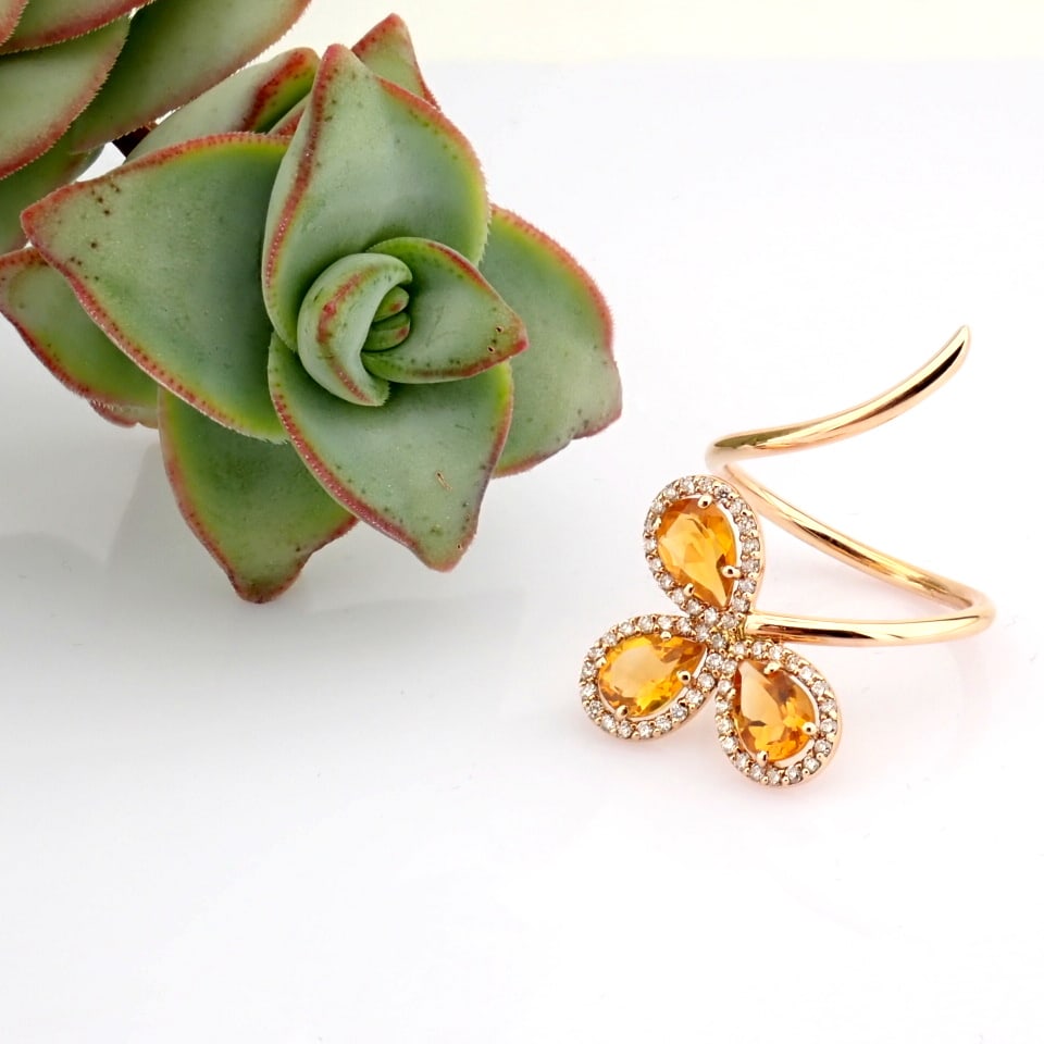 Natural Diamond 18K Rose/Pink Gold Ring - 3