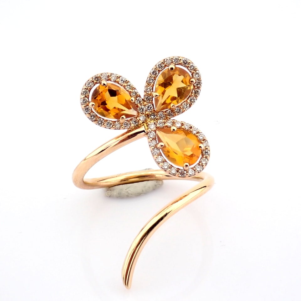Natural Diamond 18K Rose/Pink Gold Ring - 5